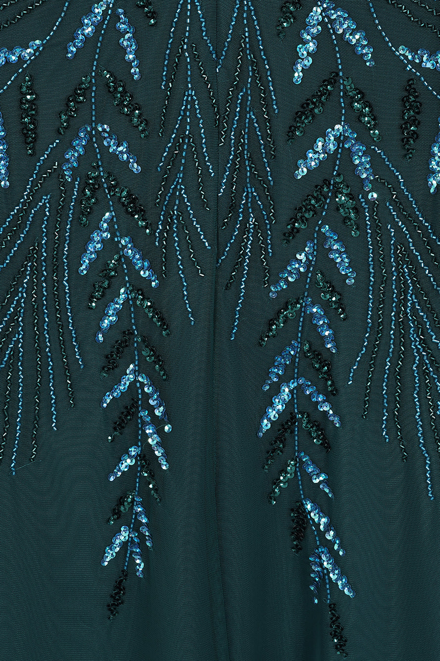 Vanessa Storm Green Embellished Maxi Dress