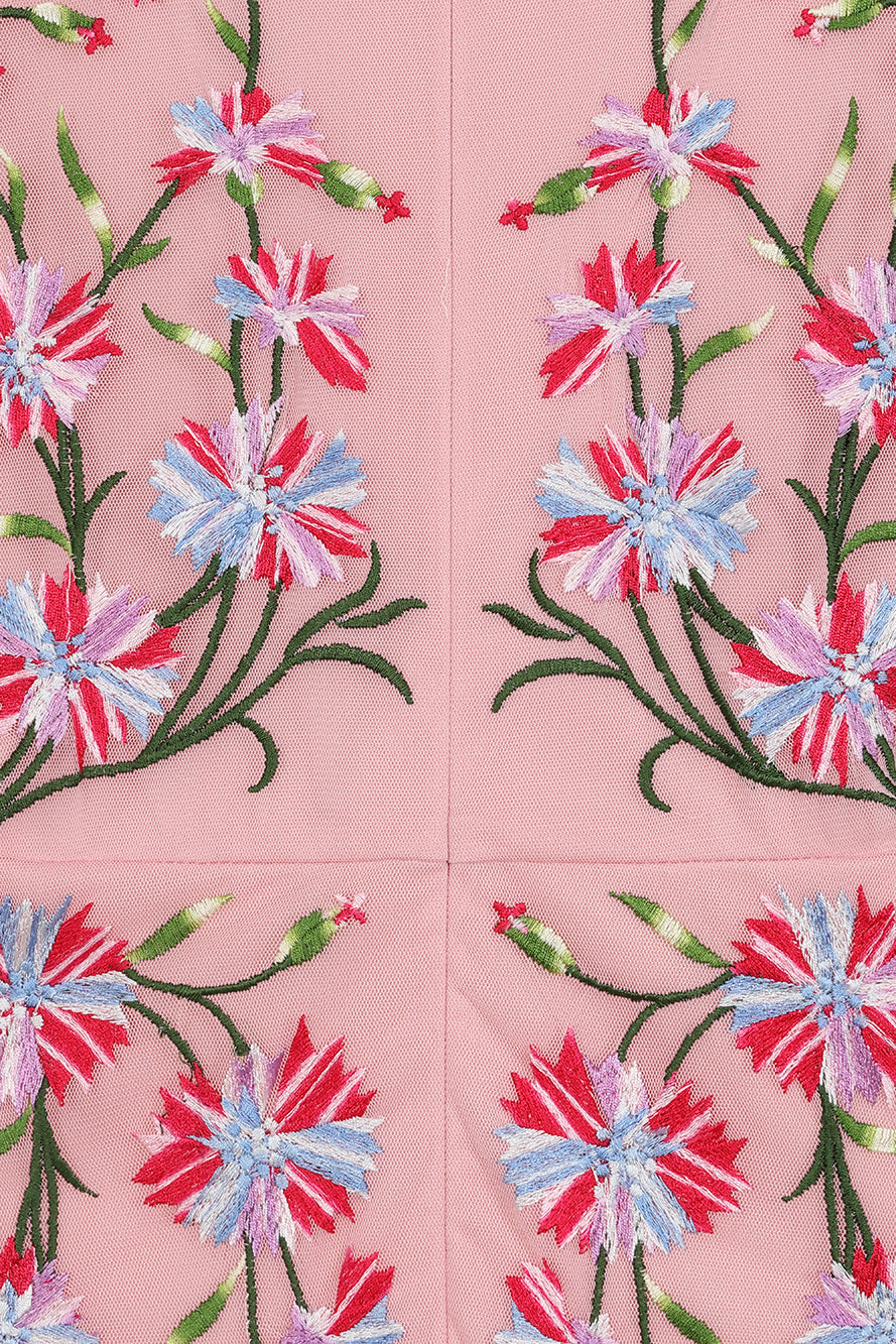 Verena Pink Floral Embroidered Maxi Dress