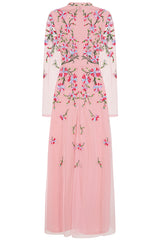 Verena Pink Floral Embroidered Maxi Dress