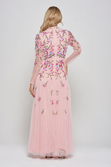 Verena Pink Floral Embroidered Maxi Dress