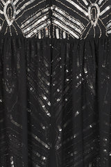 Verna Black Embellished Cape Sleeve Maxi Dress 