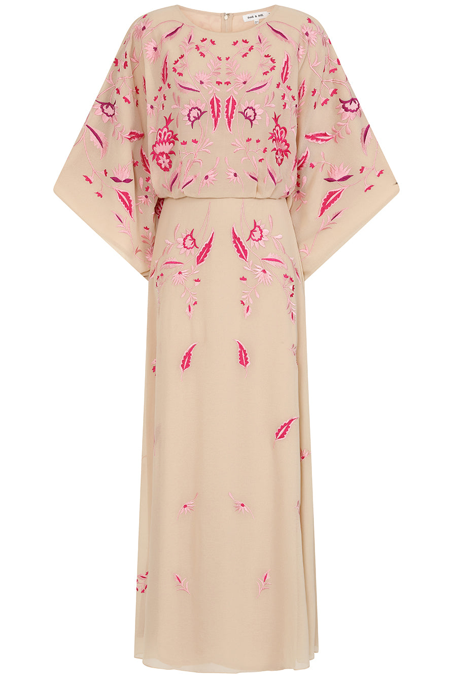 Viola Nude Embroidered Maxi Dress Frock and Frill Viola Nude Embroidered Maxi Dress Frock and Frill