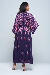 Frock and Frill Viola purple embroidered maxi dress
