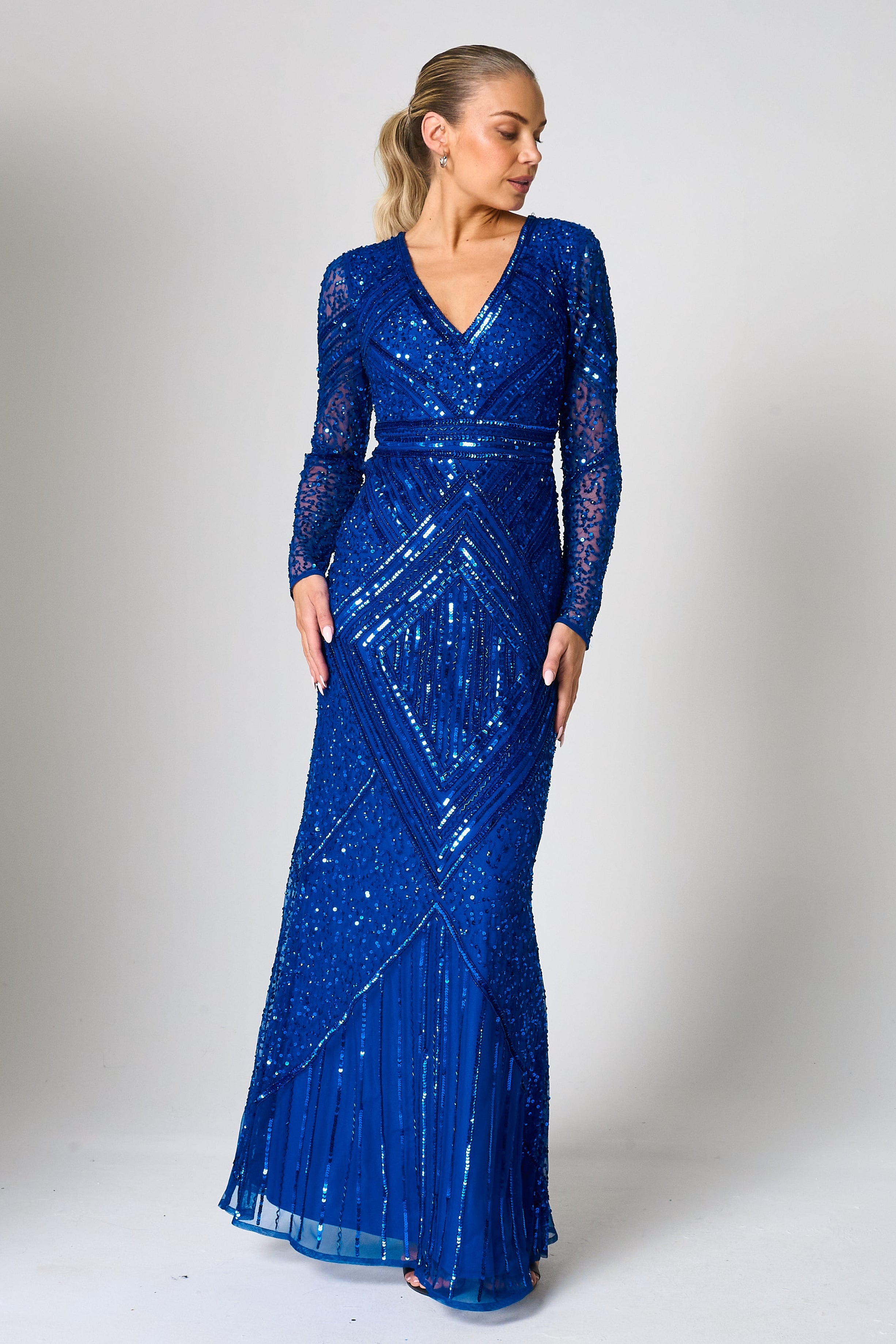 Vivian Blue Embellished Maxi Dress