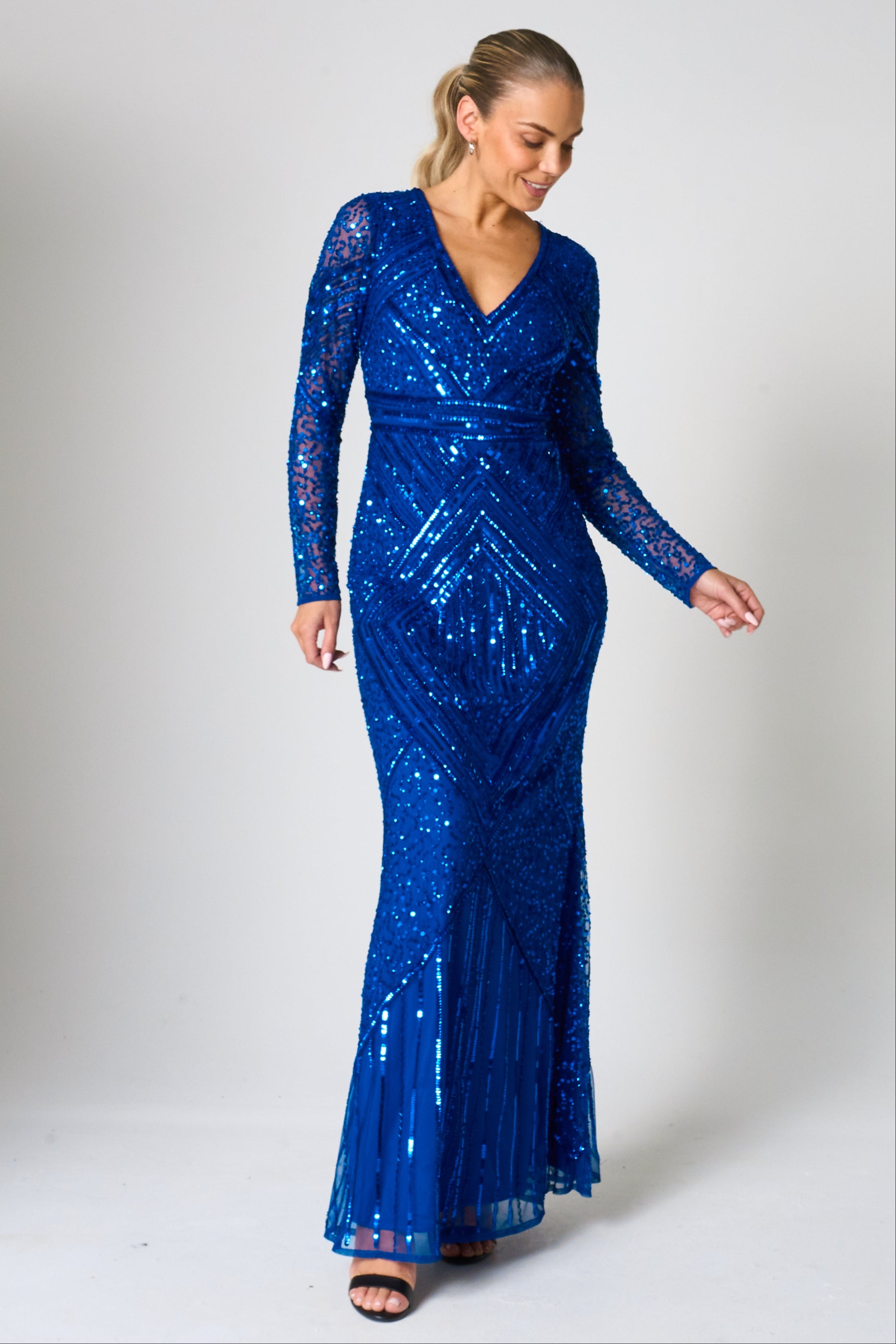 Vivian Blue Embellished Maxi Dress Frock and Frill Vivian Blue Embellished Maxi Dress Frock and Frill