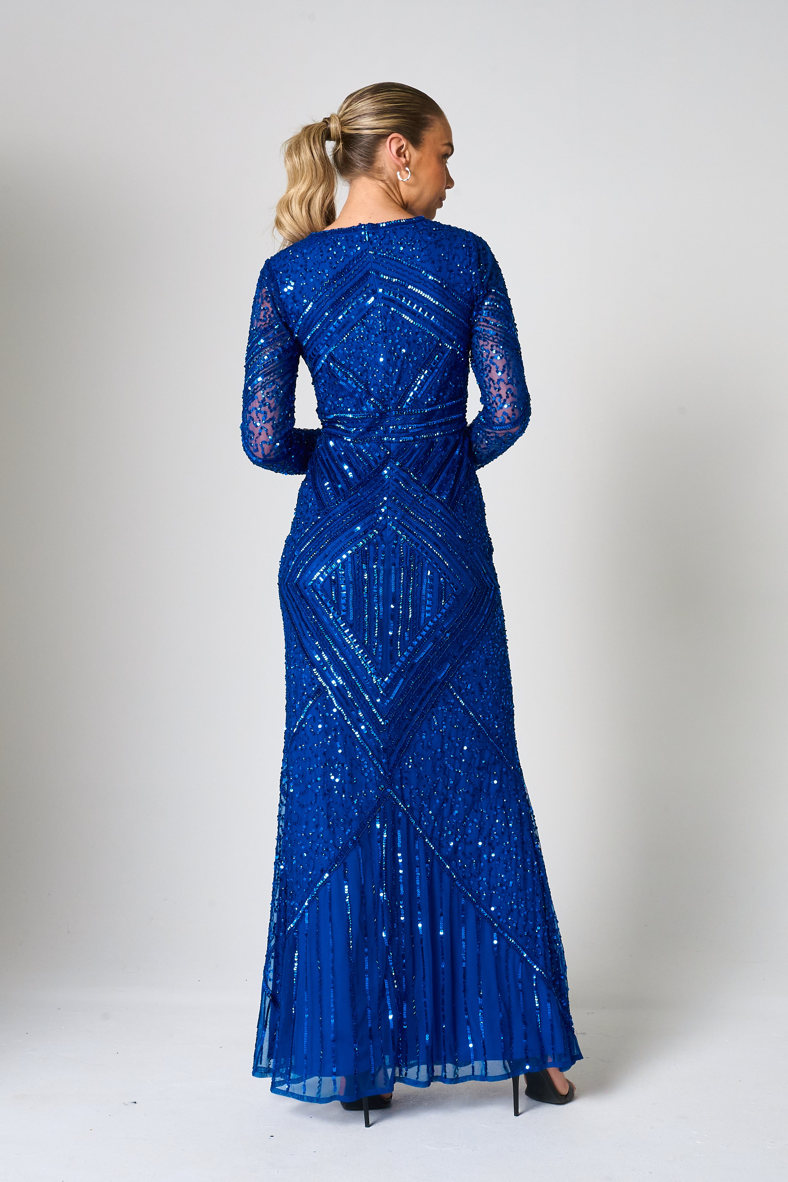 Vivian Blue Embellished Maxi Dress