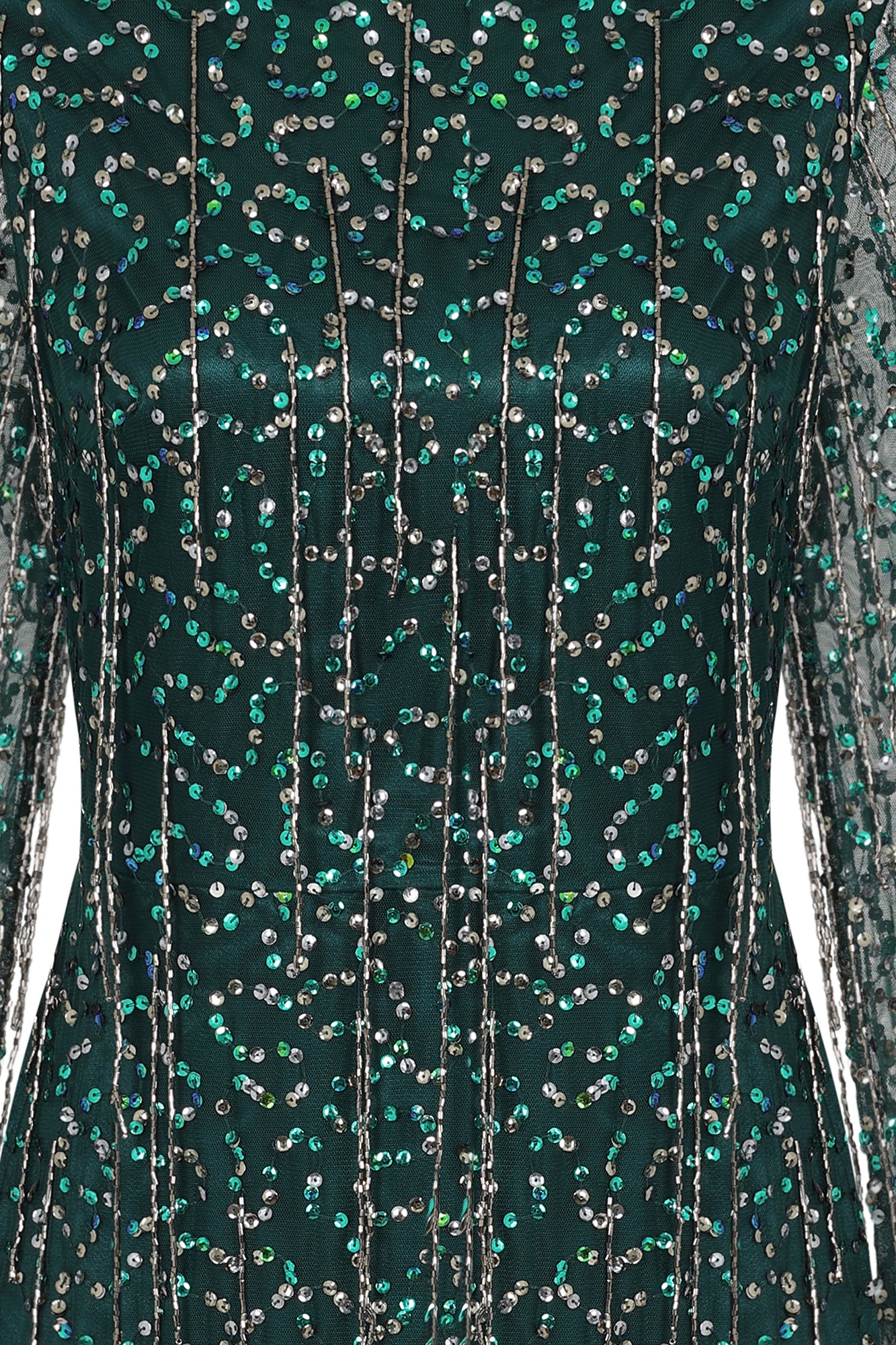 Wren Green Sequin Midi Dress with Beaded Tassels Frock and Frill Wren Green Sequin Midi Dress with Beaded Tassels Frock and Frill