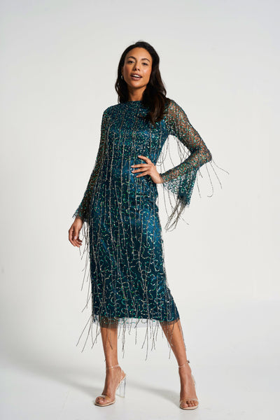 Wren-Green-Sequin-Tassel-Midi-