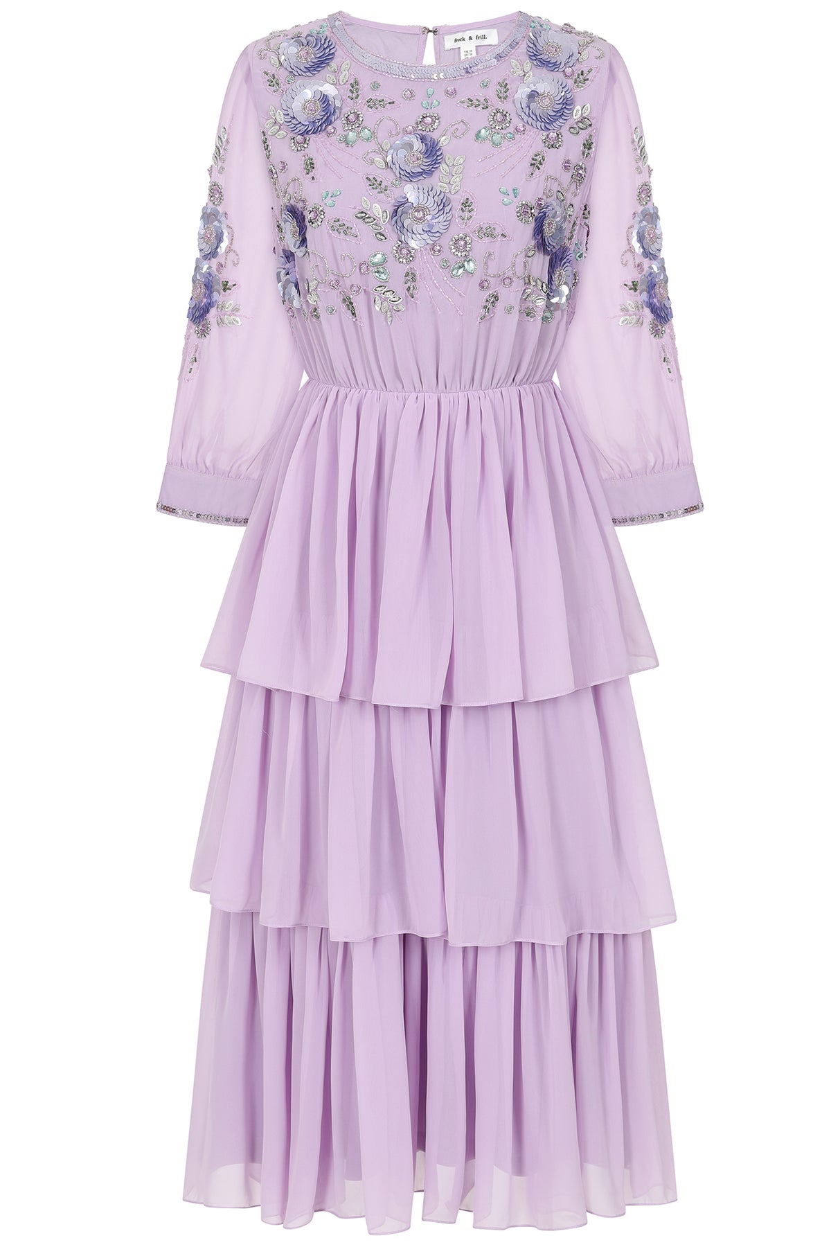 Yolanda Lilac Floral Embellished Midi Dress