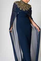 Zadie Navy Gold Embellished Maxi Dress 