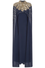 Zadie Navy Gold Embellished Maxi Dress 