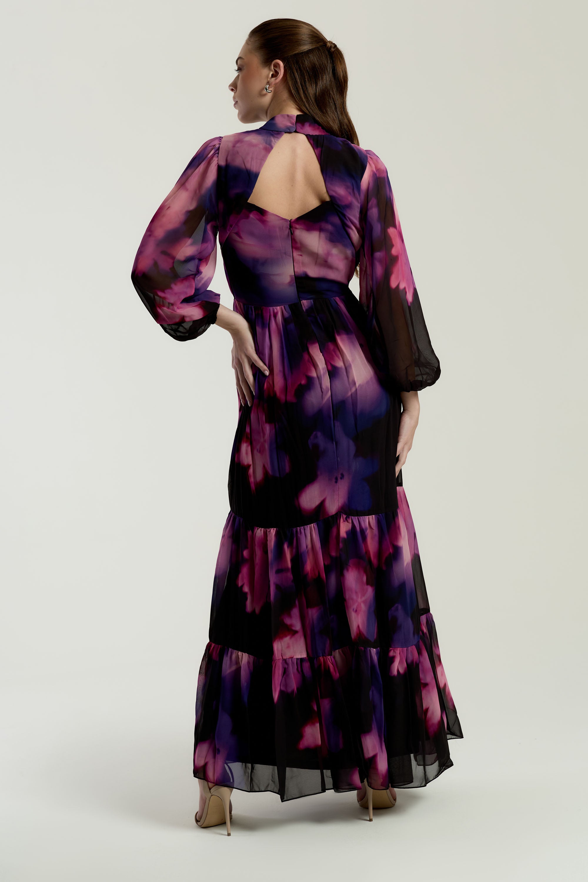 Zahara Black Floral Print Maxi Dress