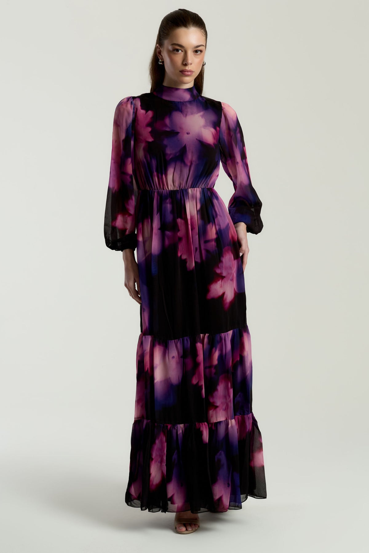 Zahara Black Floral Print Maxi Dress