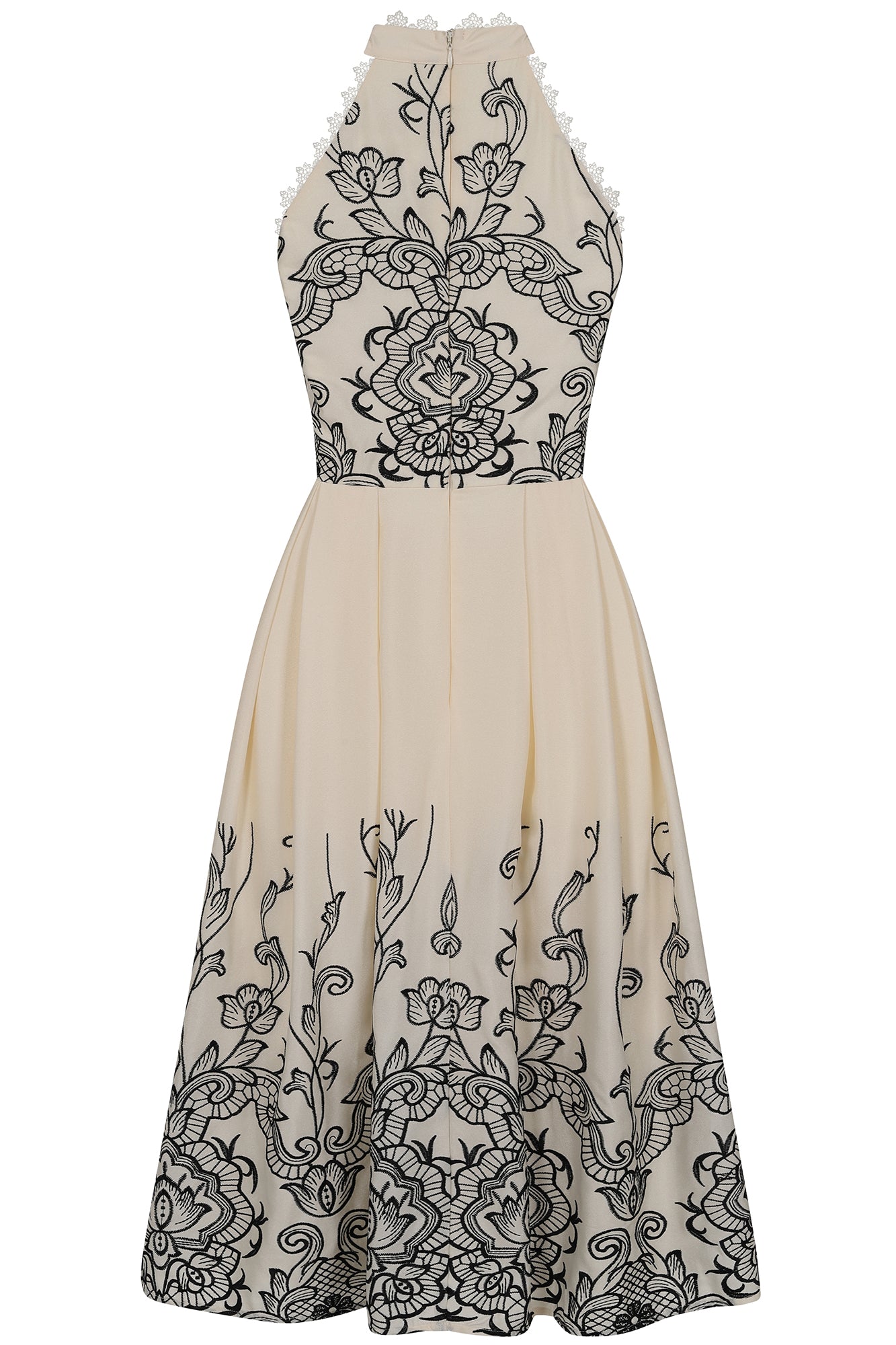 Zalie Off White Embroidered Halter Neck Midi Dress Frock and Frill Zalie Off White Embroidered Halter Neck Midi Dress Frock and Frill