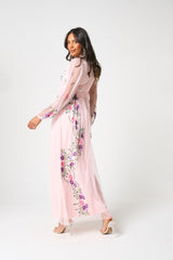 Zaria Blush Floral Embroidered Maxi Dress
