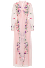 Zaria Blush Floral Embroidered Maxi Dress