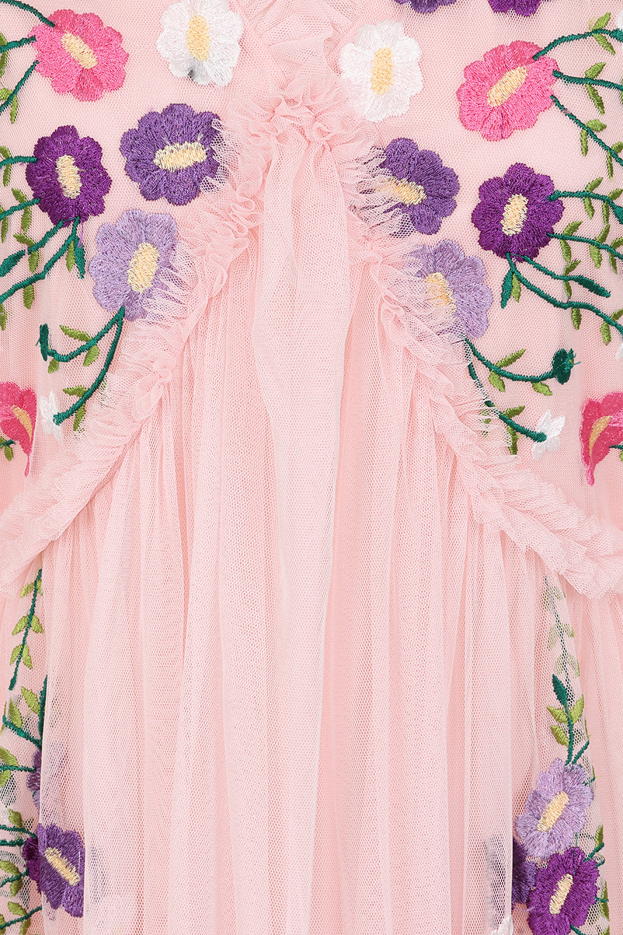 Zaria Blush Floral Embroidered Maxi Dress