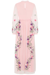 Zaria Blush Floral Embroidered Maxi Dress