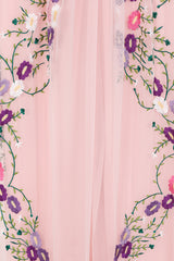 Zaria Blush Floral Embroidered Maxi Dress