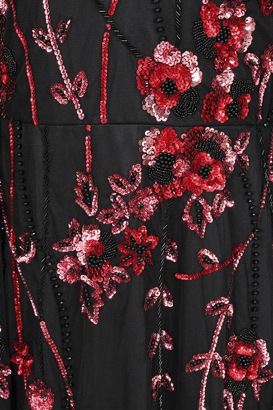 Zola Black Embellished Cape Maxi Dress 