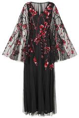 Zola Black Embellished Cape Maxi Dress 