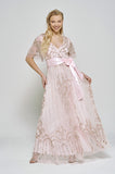 Audrey Mauve Blush Embellished Wrap Front Maxi Dress