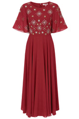 Kelby Embellished Midaxi Dress - Burgundy