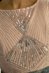 Morgan Gold Sequin Cape Sleeve Maxi Dress