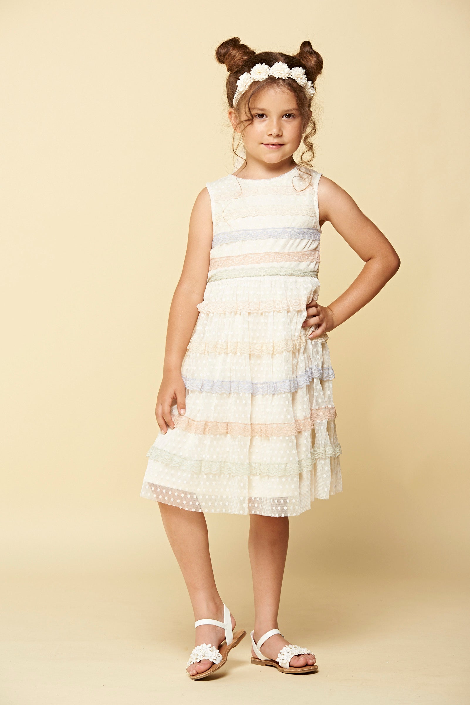 Corinne Rainbow Lace Trim Dress Frock and Frill Corinne Rainbow Lace Trim Dress Frock and Frill
