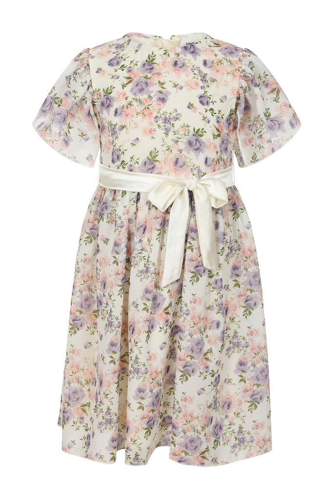 Cherie Floral Print Dress with Flutter Sleeves