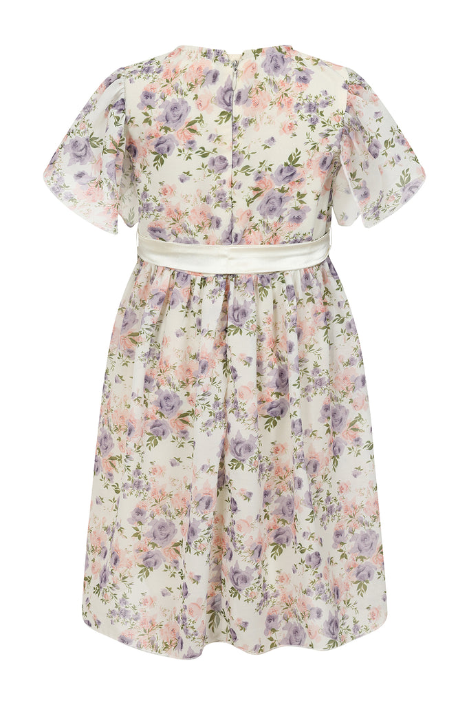 Cherie Floral Print Dress with Flutter Sleeves