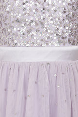 Honey Light Purple Sequin Ruffle Dress with Satin Bow