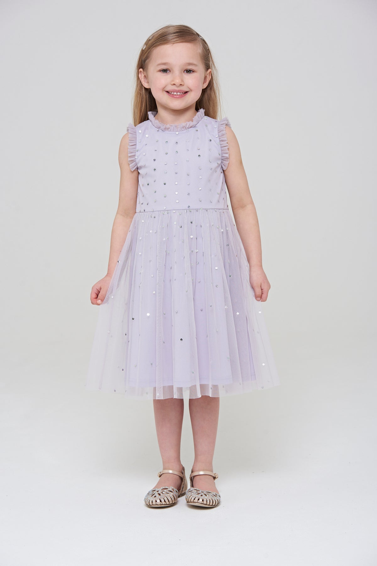 Alma Sequin Dress with Ruffle Trim