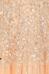 Tessa Almond Sequin Cape Dress