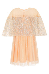 Tessa Almond Sequin Cape Dress