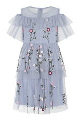 Arlette Blue Floral Embroidered Dress