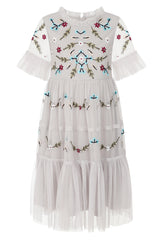 Polly Vapour Blue Embroidered Dress