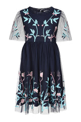 Eden Navy Floral Embroidered Dress