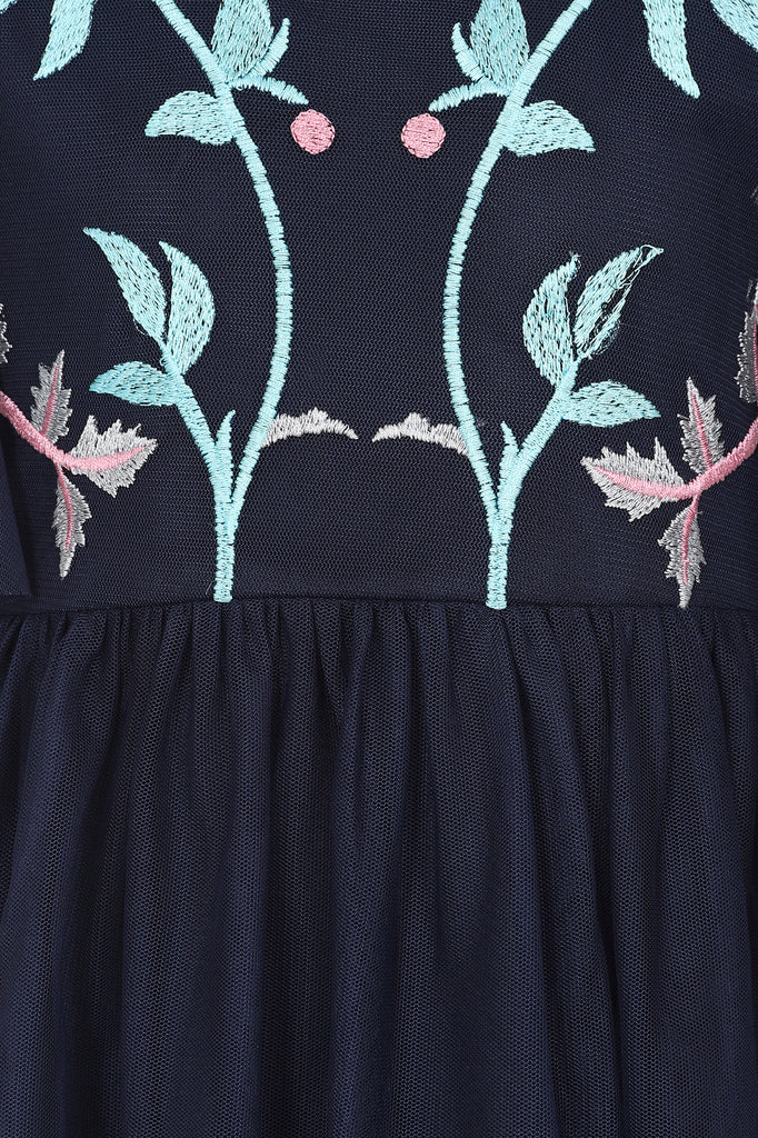 Eden Navy Floral Embroidered Dress