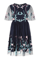 Eden Navy Floral Embroidered Dress