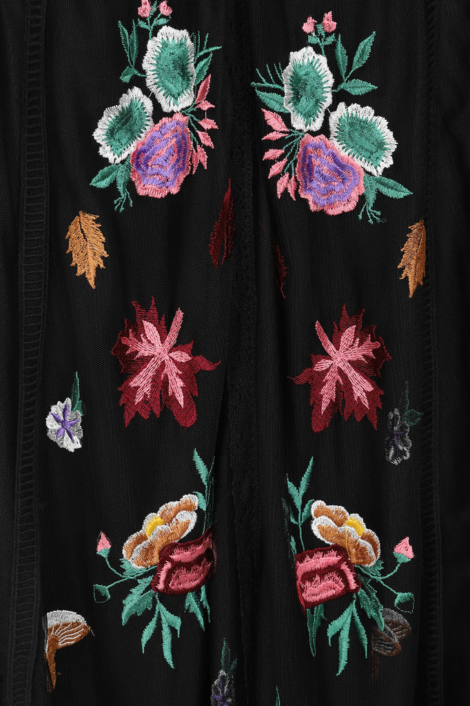 Aconite Embroidered Maxi Dress in Black