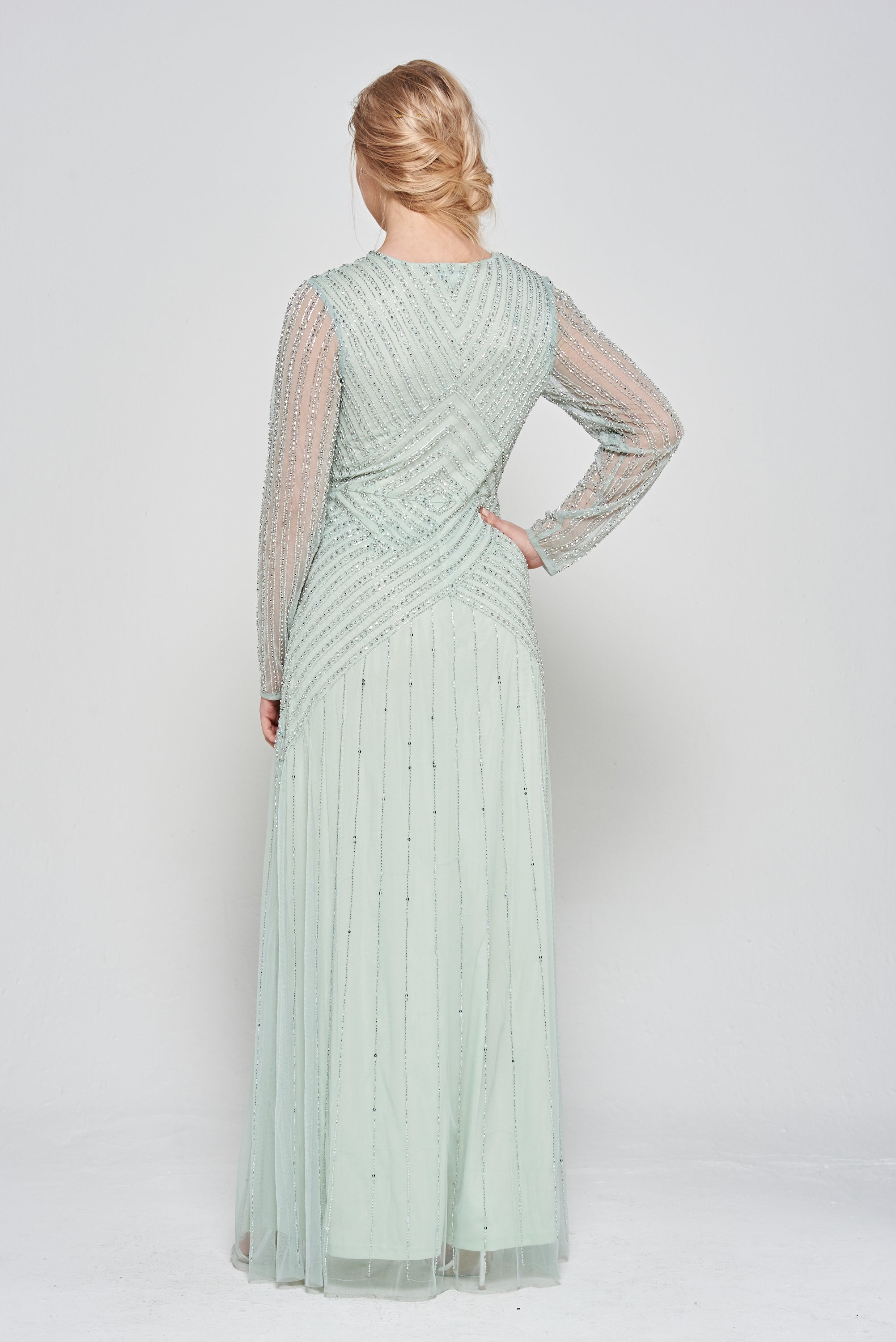 Alberta Embellished Maxi in Seafoam Green