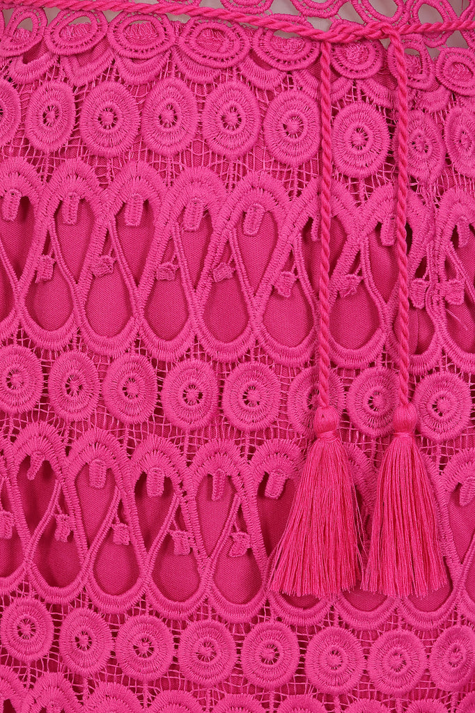 Aliana Pink Crochet Lace Dress