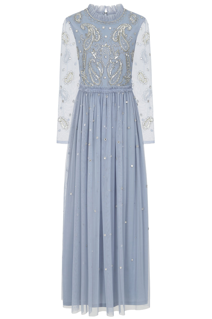 Anita Embellished Maxi Dress - Blue