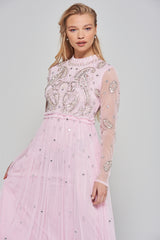 Anita Blush Pink Embellished Maxi Dress