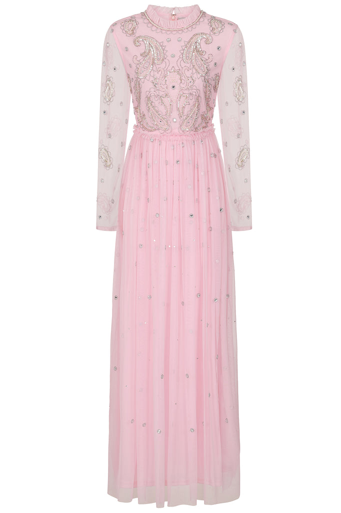 Anita Blush Pink Embellished Maxi Dress