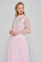 Anita Blush Pink Embellished Maxi Dress