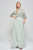 Annette Green Sequin Maxi Dress with Sweetheart Neckline