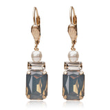 Grey Opal Art Deco Oblong Earrings