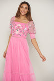 Betony Square Neck Embroidered Midi Dress [FINAL SALE/CLEARANCE]*
